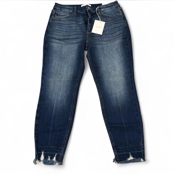 KanCan Denim - KanCan Sophia High Rise Ankle Skinny Women 15/31 Frayed Raw Hem Casual Dark Wash
